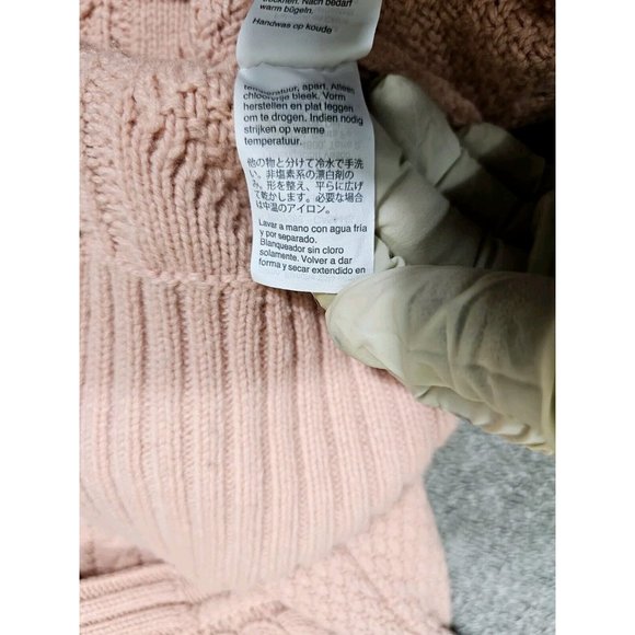 J Crew Cable knit Patchwork Tunic Sweater Womens Medium Pink Wool Blend Casual - Picture 12 of 14
